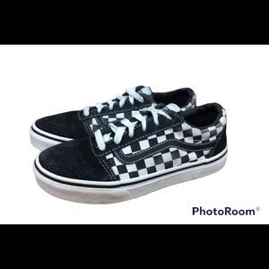 VANS OFF THE WALL Youth Size US 3 Black & White Checkered Suede SKATE Ca…